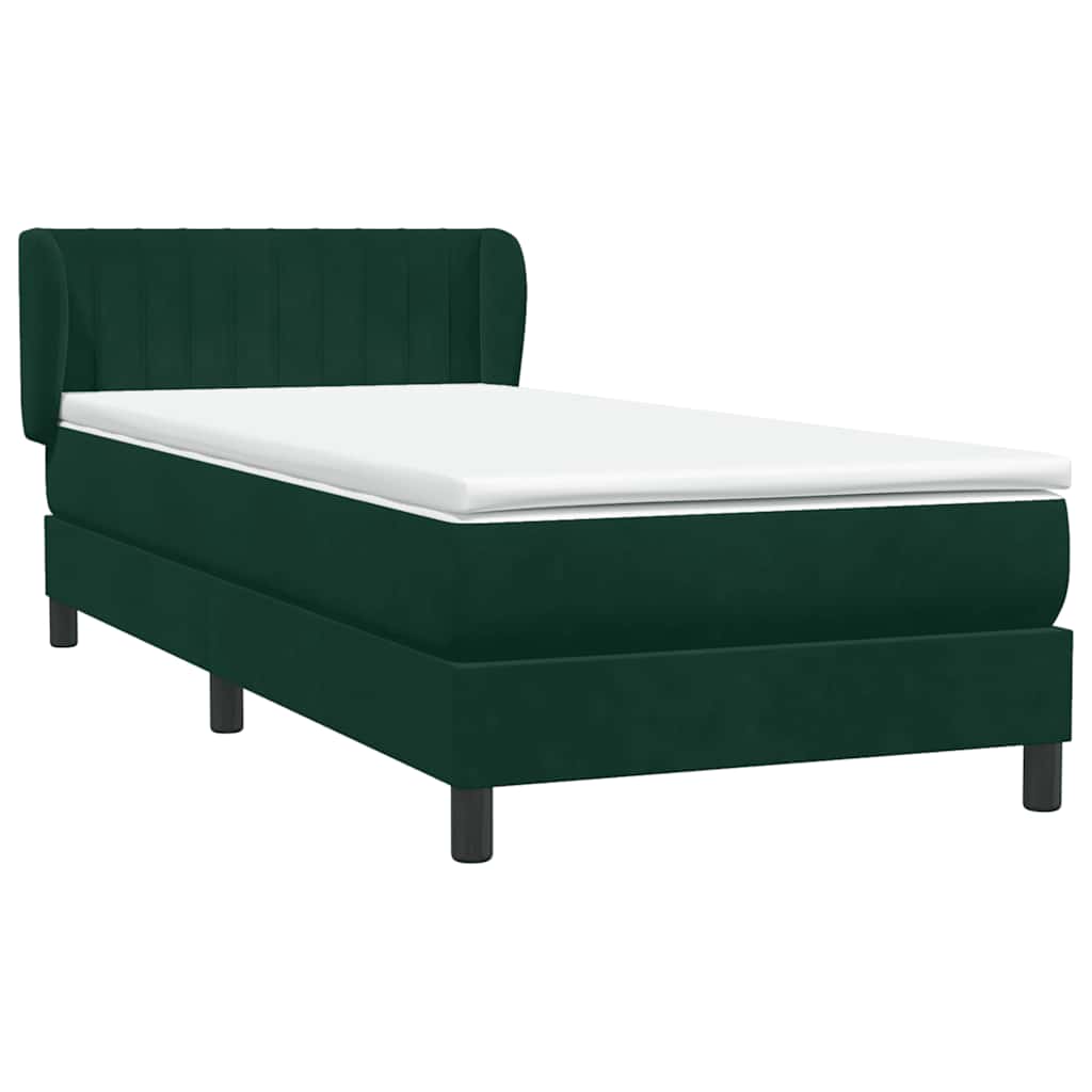 Boxspring met matras fluweel donkergroen 100x210 cm