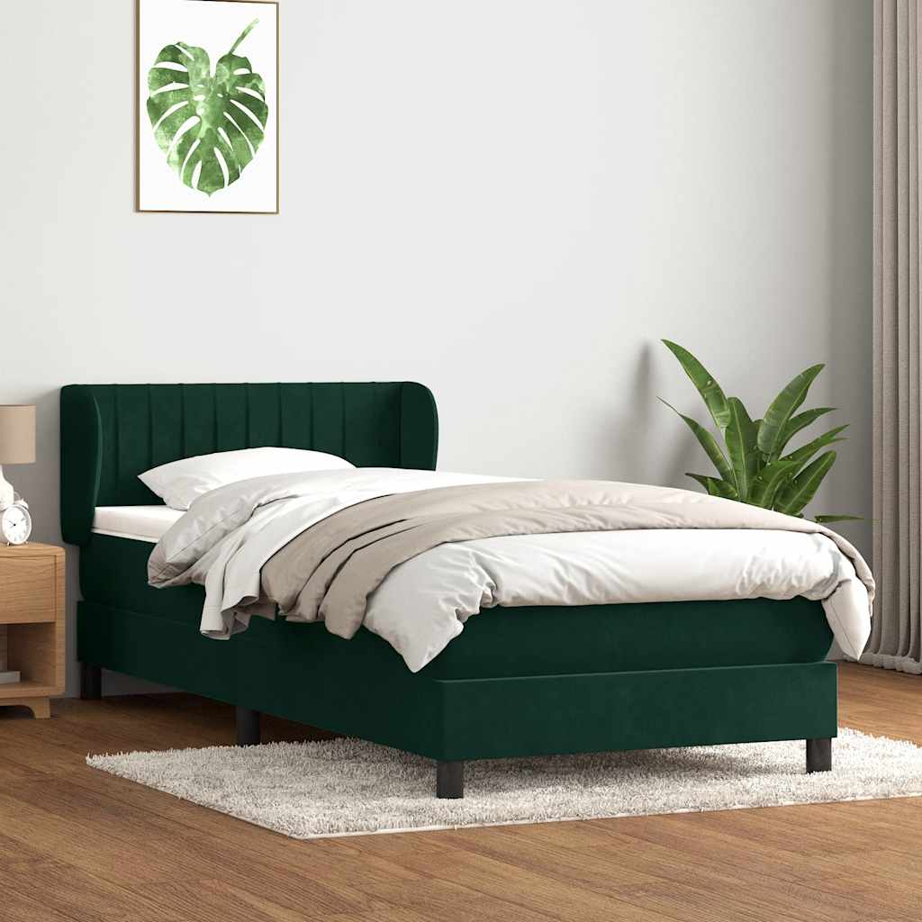 Boxspring met matras fluweel donkergroen 100x210 cm