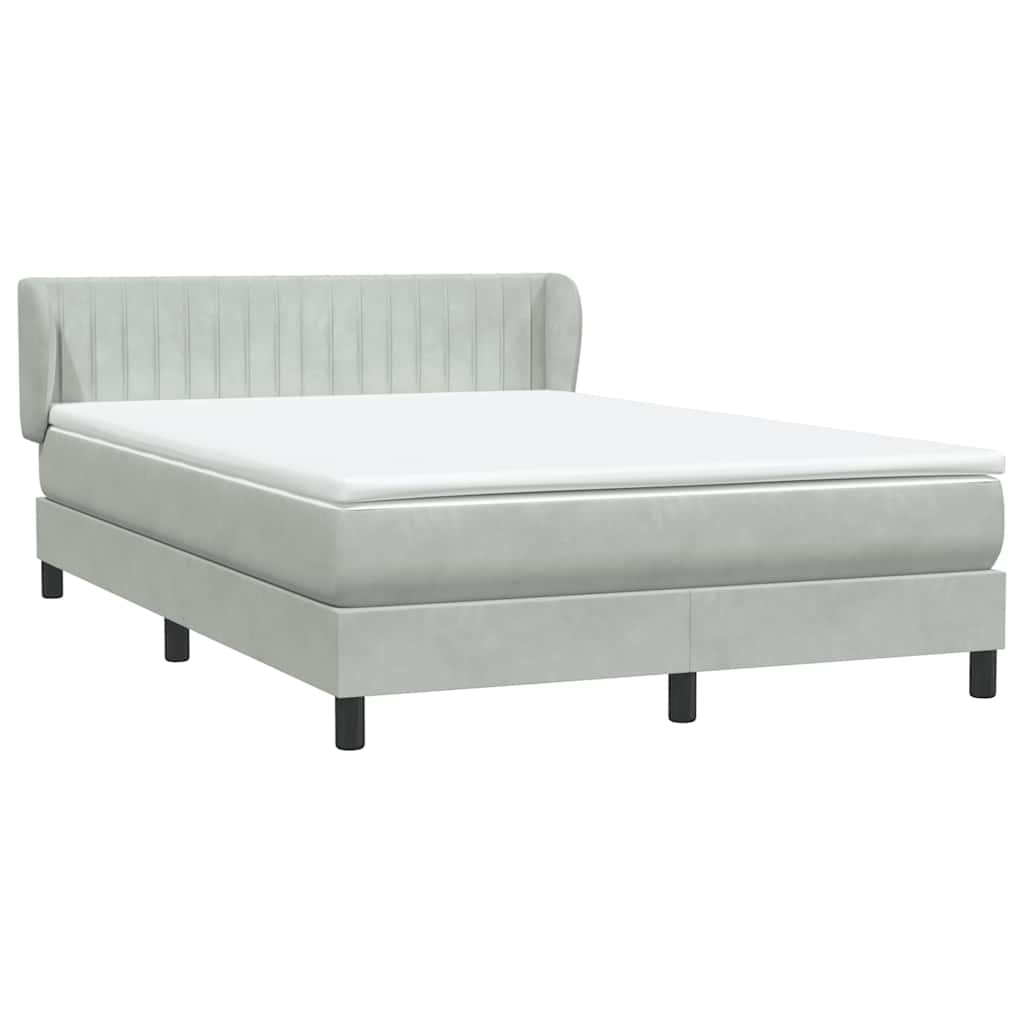 Boxspring met matras fluweel lichtgrijs 140x210 cm