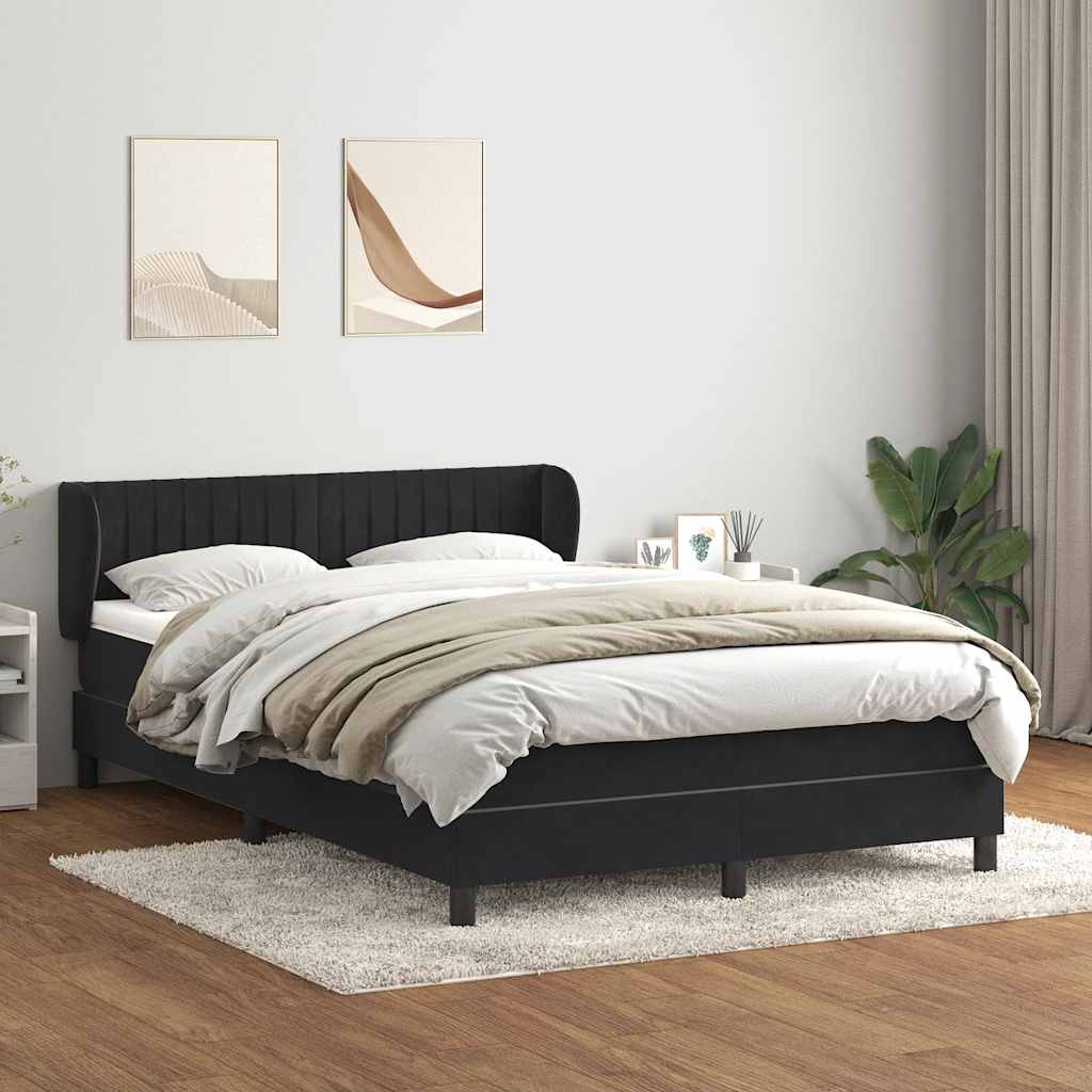 Boxspring met matras fluweel zwart 140x210 cm