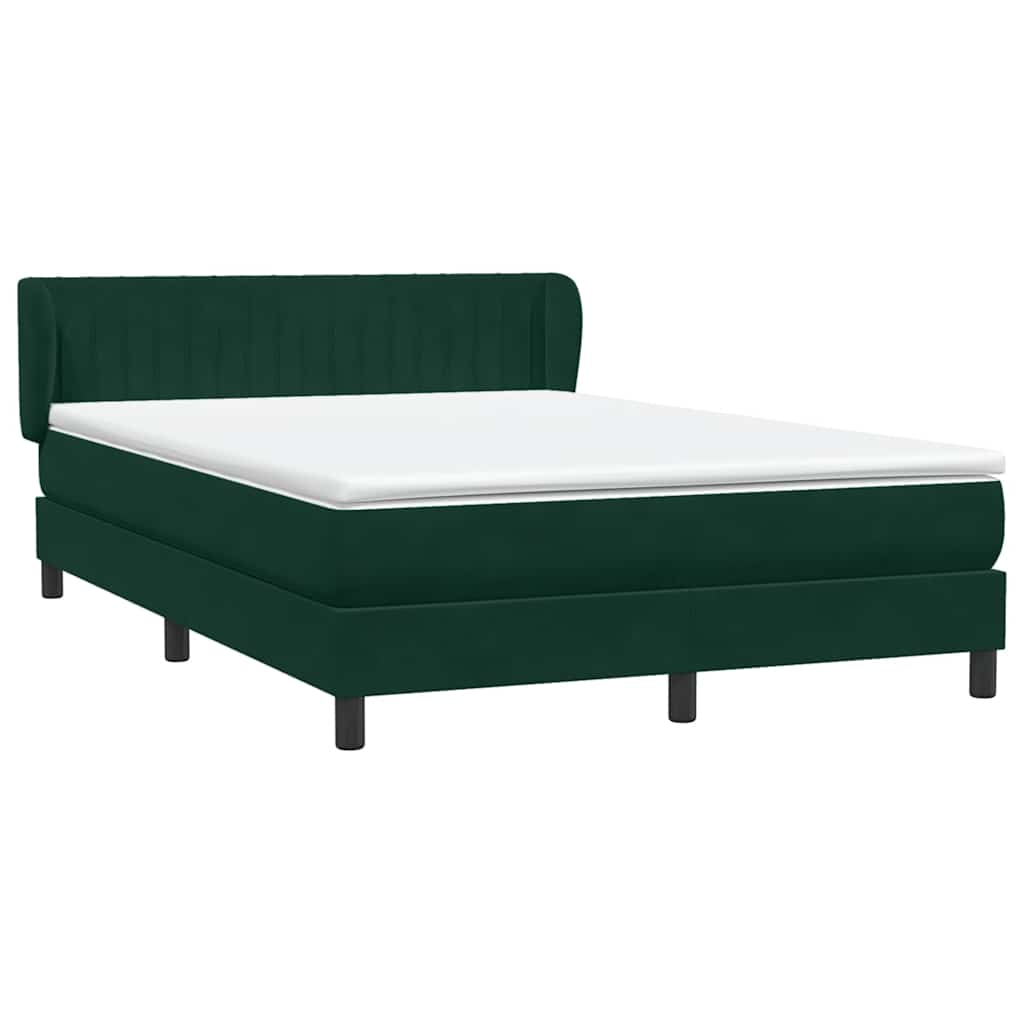 Boxspring met matras fluweel donkergroen 140x210 cm