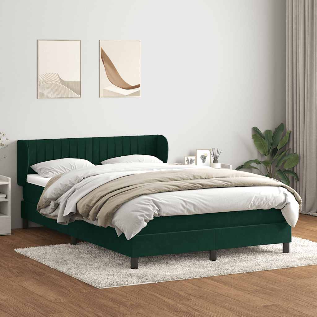 Boxspring met matras fluweel donkergroen 140x210 cm
