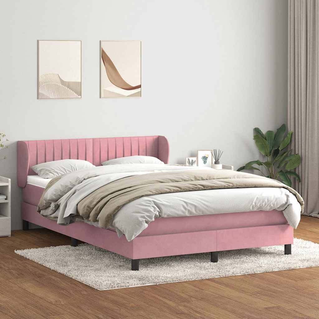 Boxspring met matras fluweel roze 160x210 cm is nu te koop bij PeponiXL, paradijselijk wonen!