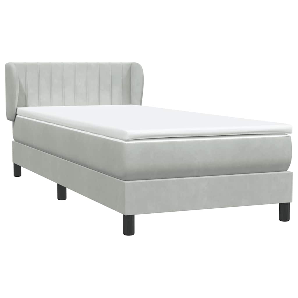 Boxspring met matras fluweel lichtgrijs 90x220 cm is nu te koop bij PeponiXL, paradijselijk wonen!