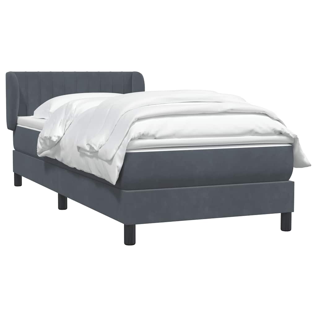 Boxspring met matras fluweel donkergrijs 90x220 cm is nu te koop bij PeponiXL, paradijselijk wonen!
