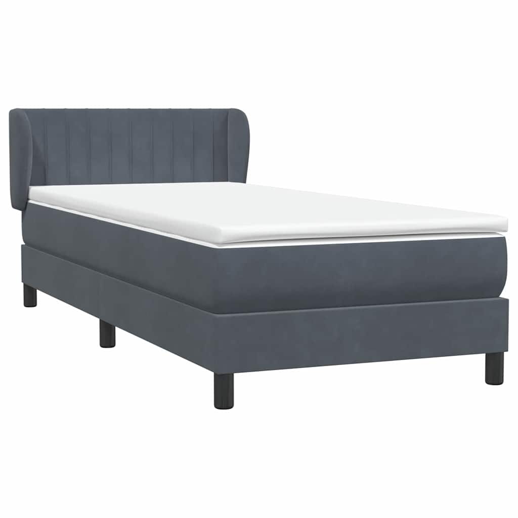Boxspring met matras fluweel donkergrijs 90x220 cm is nu te koop bij PeponiXL, paradijselijk wonen!