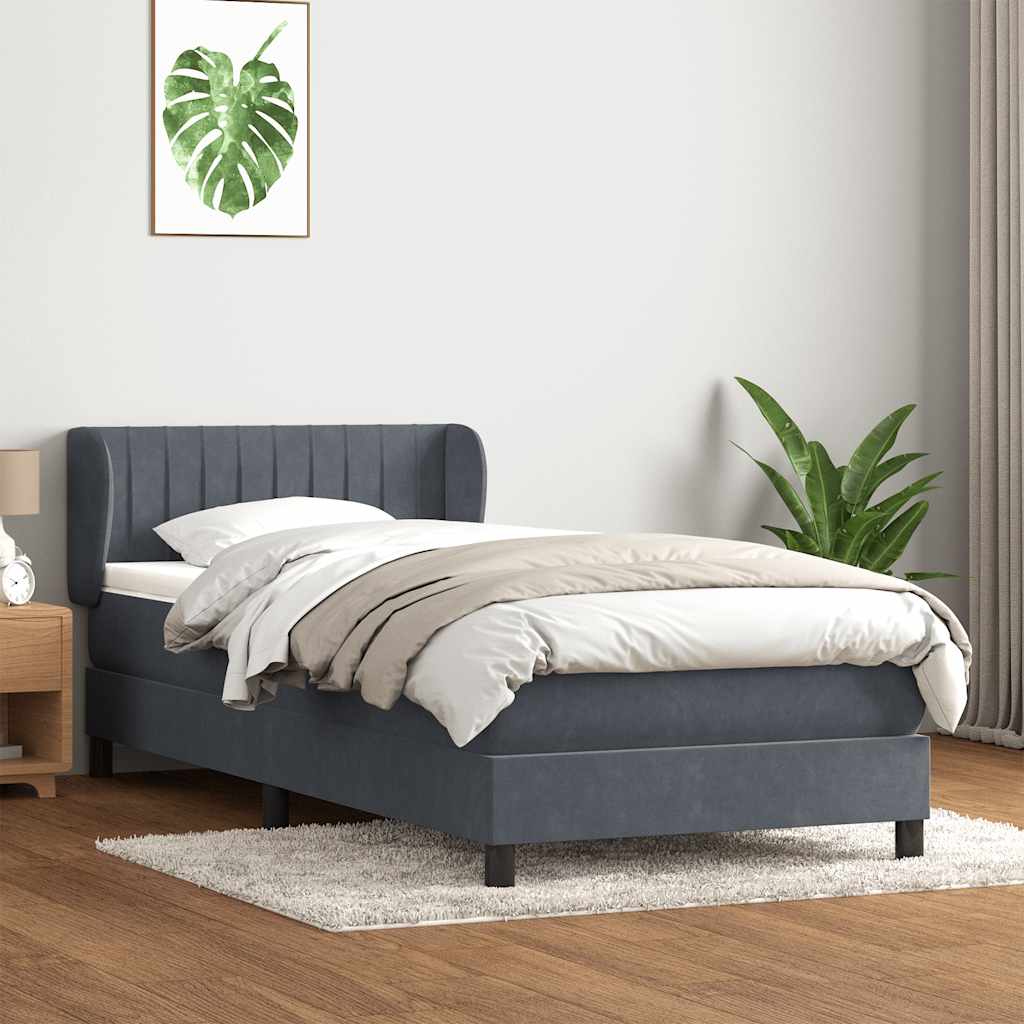 Boxspring met matras fluweel donkergrijs 90x220 cm is nu te koop bij PeponiXL, paradijselijk wonen!