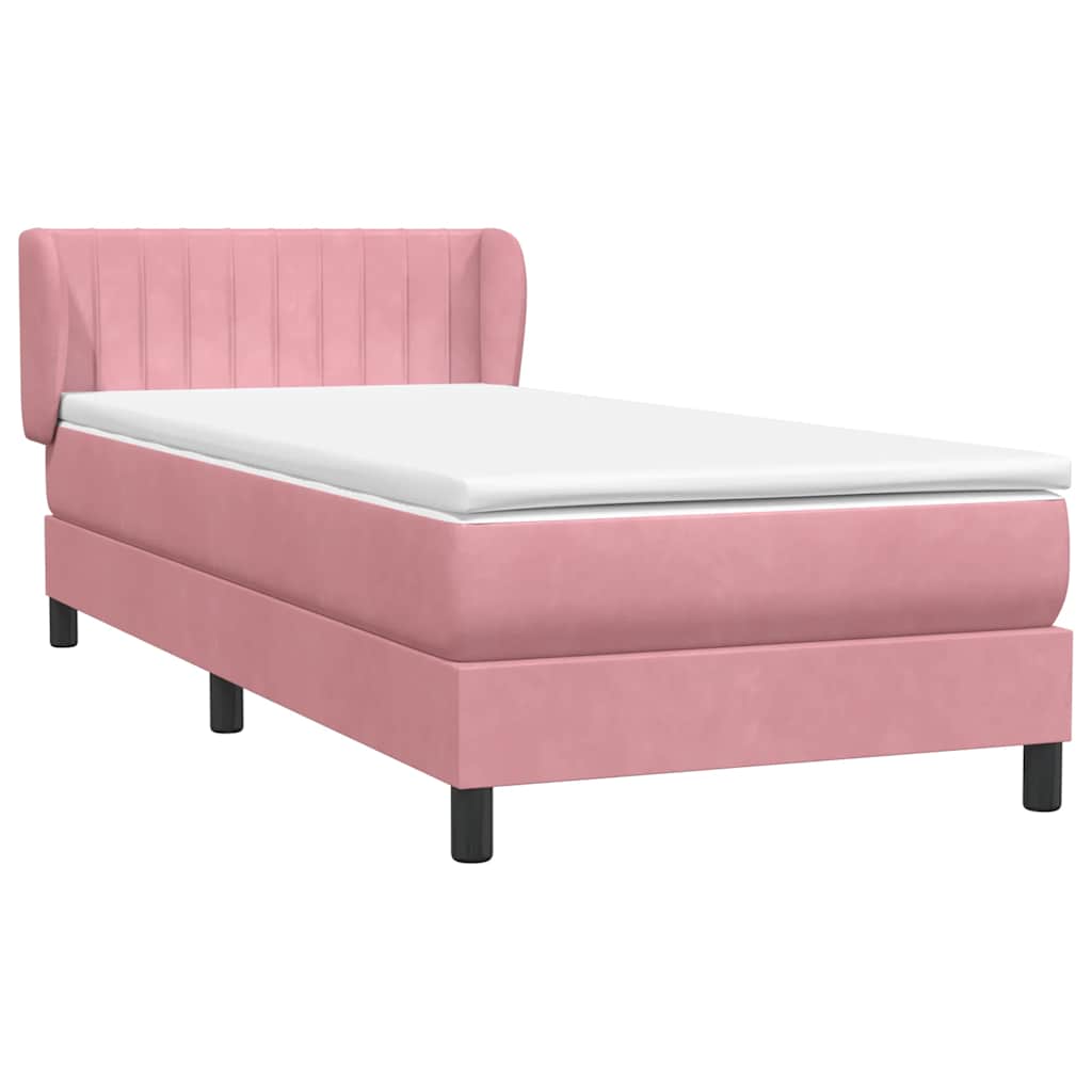 Boxspring met matras fluweel roze 90x220 cm is nu te koop bij PeponiXL, paradijselijk wonen!