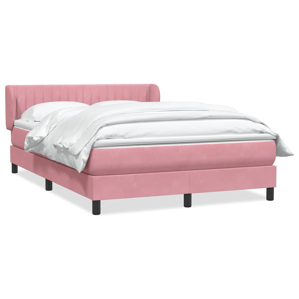 Boxspring met matras fluweel roze 160x220 cm