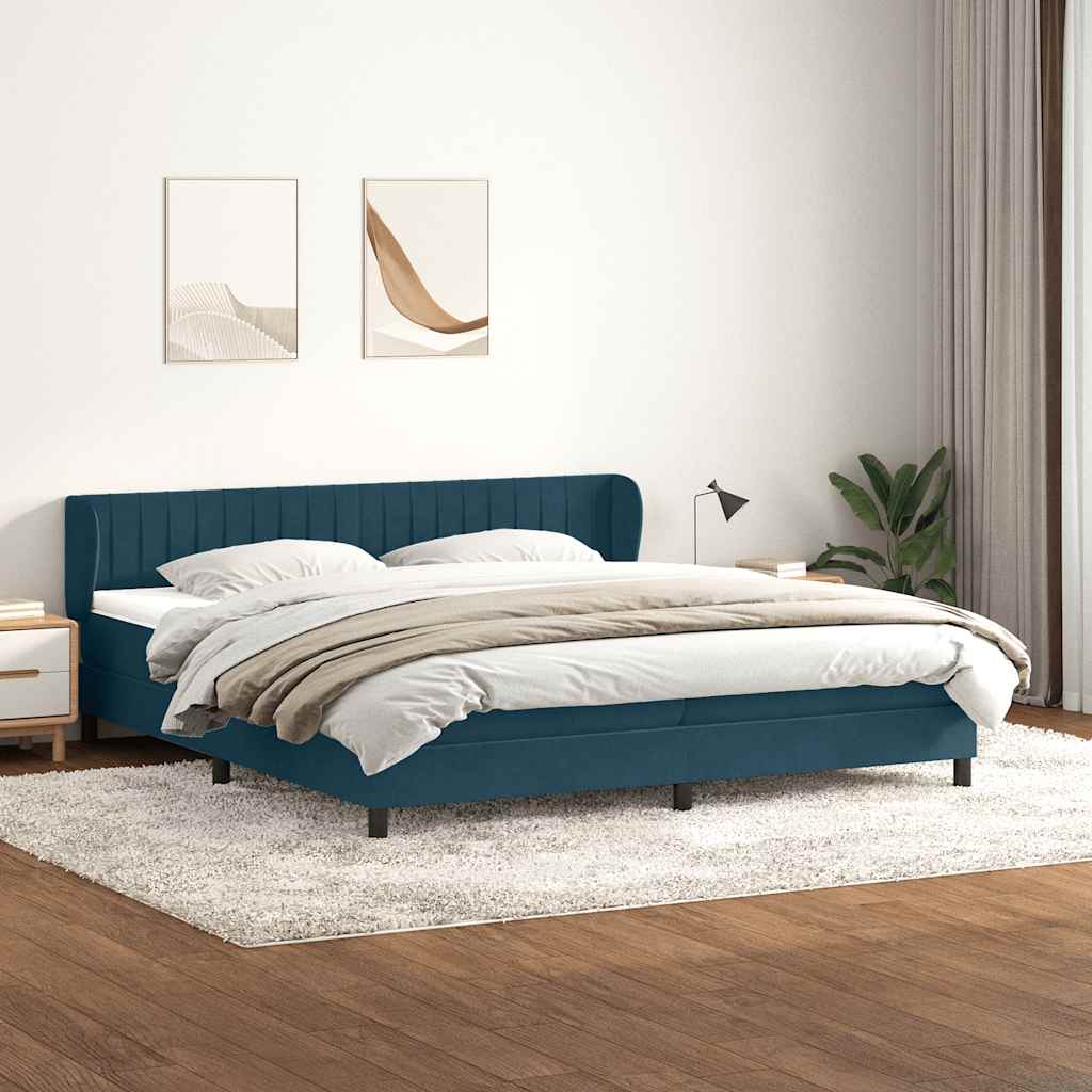 Boxspringbed met matrassen 180x220 cm fluweel donkerblauw