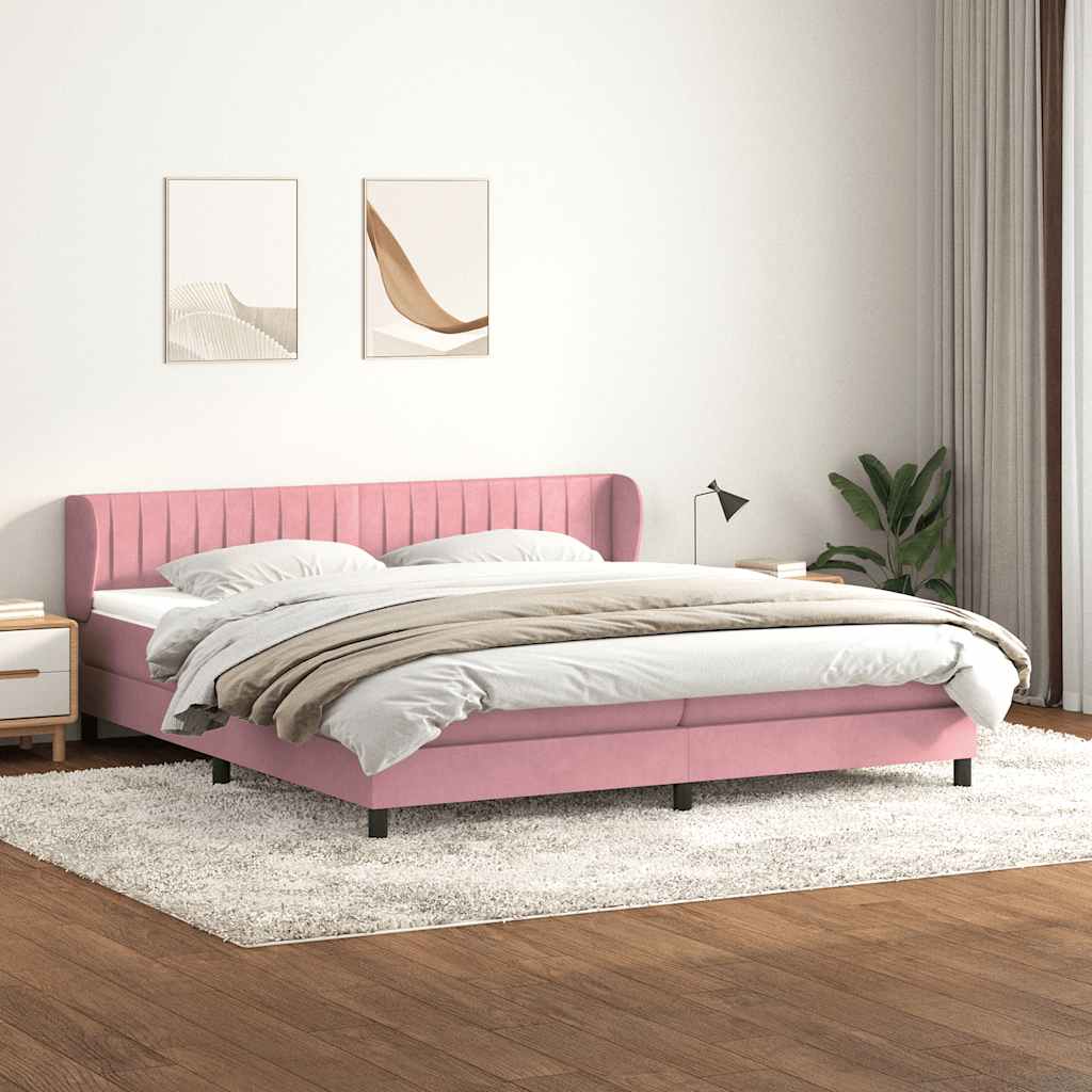 Boxspringbed met matrassen 180x220 cm fluweel roze