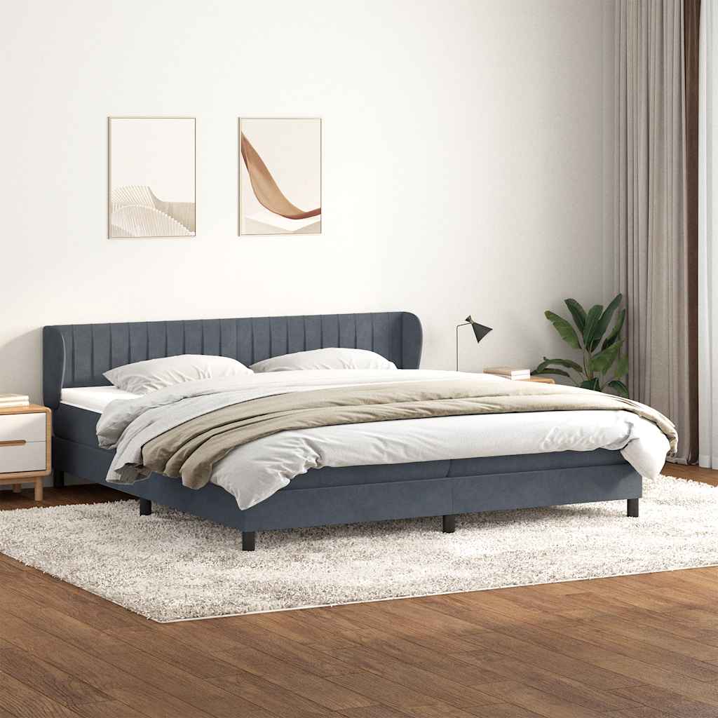 Bed boxspring met matrassen 200x220 cm fluweel donkergrijs