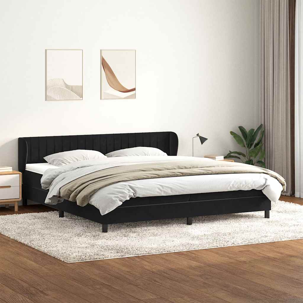Boxspringbed met matrassen 200x220 cm fluweel zwart