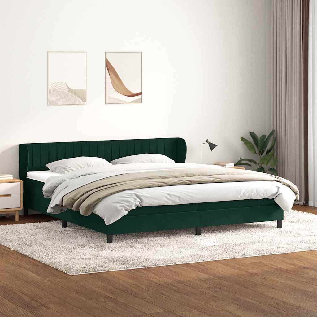 Boxspringbed met matrassen 200x220 cm fluweel donkergroen