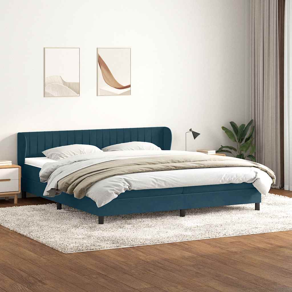 Boxspringbed met matrassen 200x220 cm fluweel donkerblauw