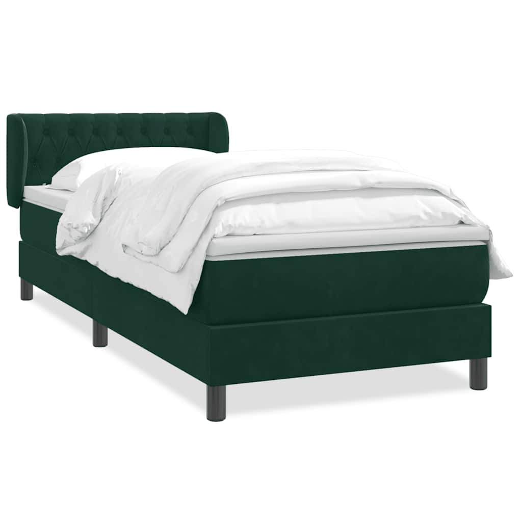 Boxspring met matras fluweel donkergroen 80x210 cm