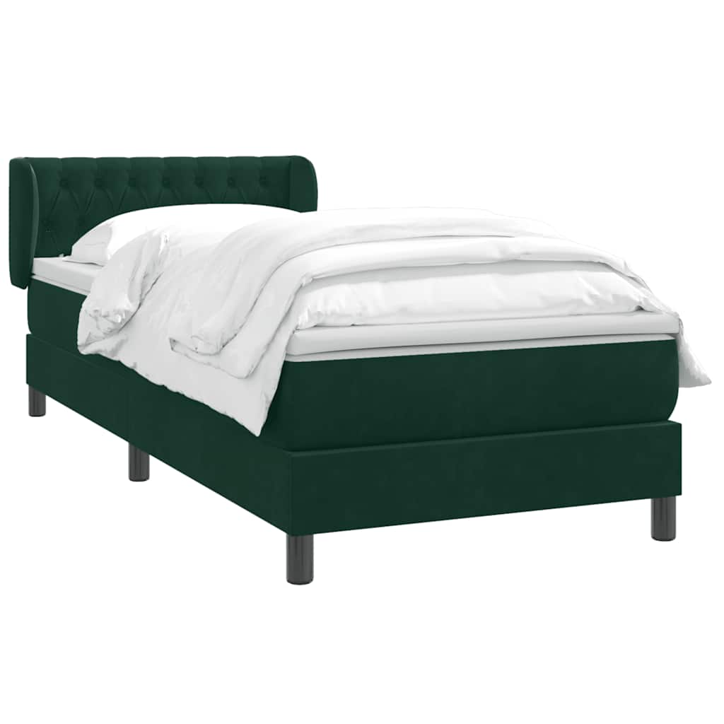 Boxspring met matras fluweel donkergroen 80x210 cm