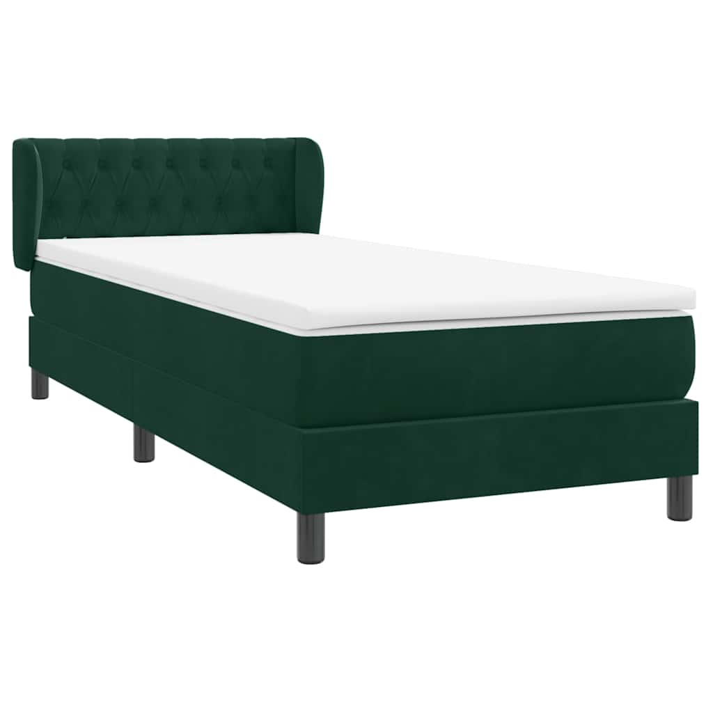 Boxspring met matras fluweel donkergroen 80x210 cm