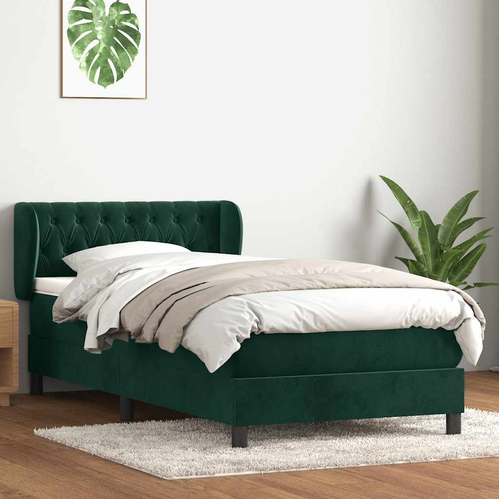 Boxspring met matras fluweel donkergroen 80x210 cm