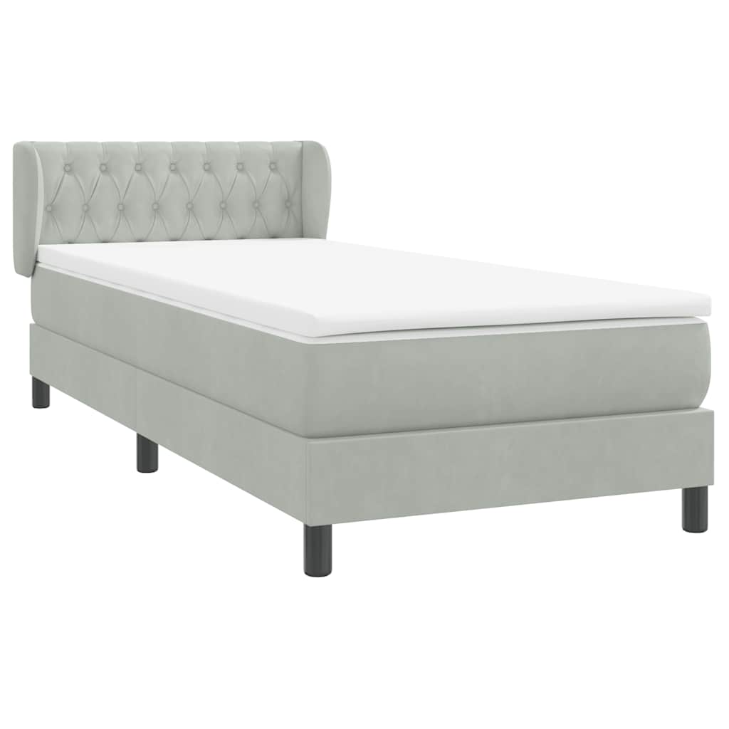 Boxspring met matras fluweel lichtgrijs 90x210 cm is nu te koop bij PeponiXL, paradijselijk wonen!