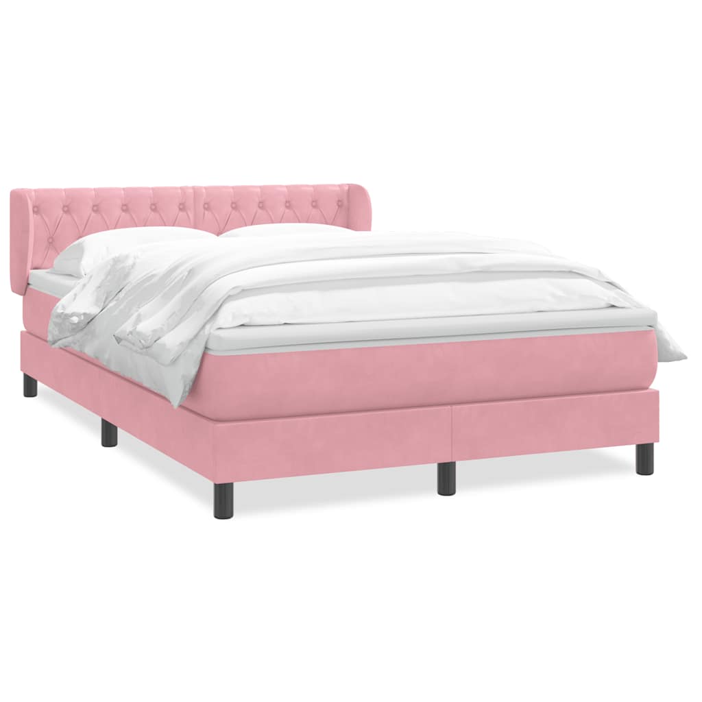 Boxspring met matras fluweel roze 140x210 cm is nu te koop bij PeponiXL, paradijselijk wonen!