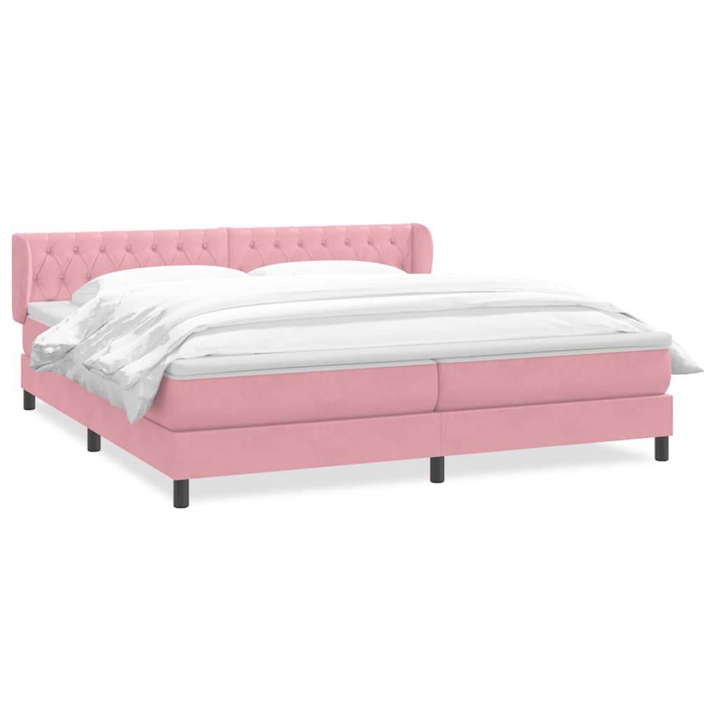 Boxspring met matrassen fluweel roze 180x210 cm is nu te koop bij PeponiXL, paradijselijk wonen!