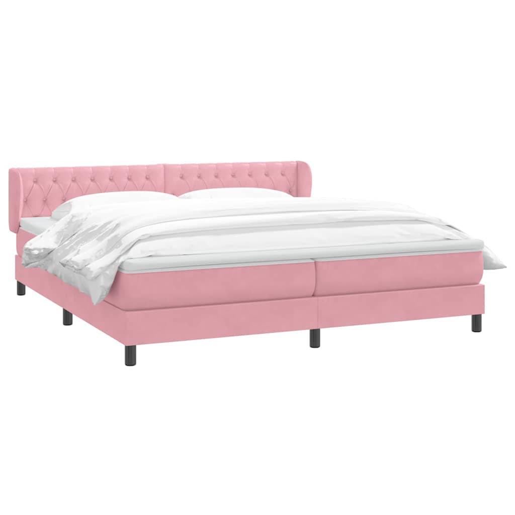 Boxspring met matrassen fluweel roze 180x210 cm is nu te koop bij PeponiXL, paradijselijk wonen!