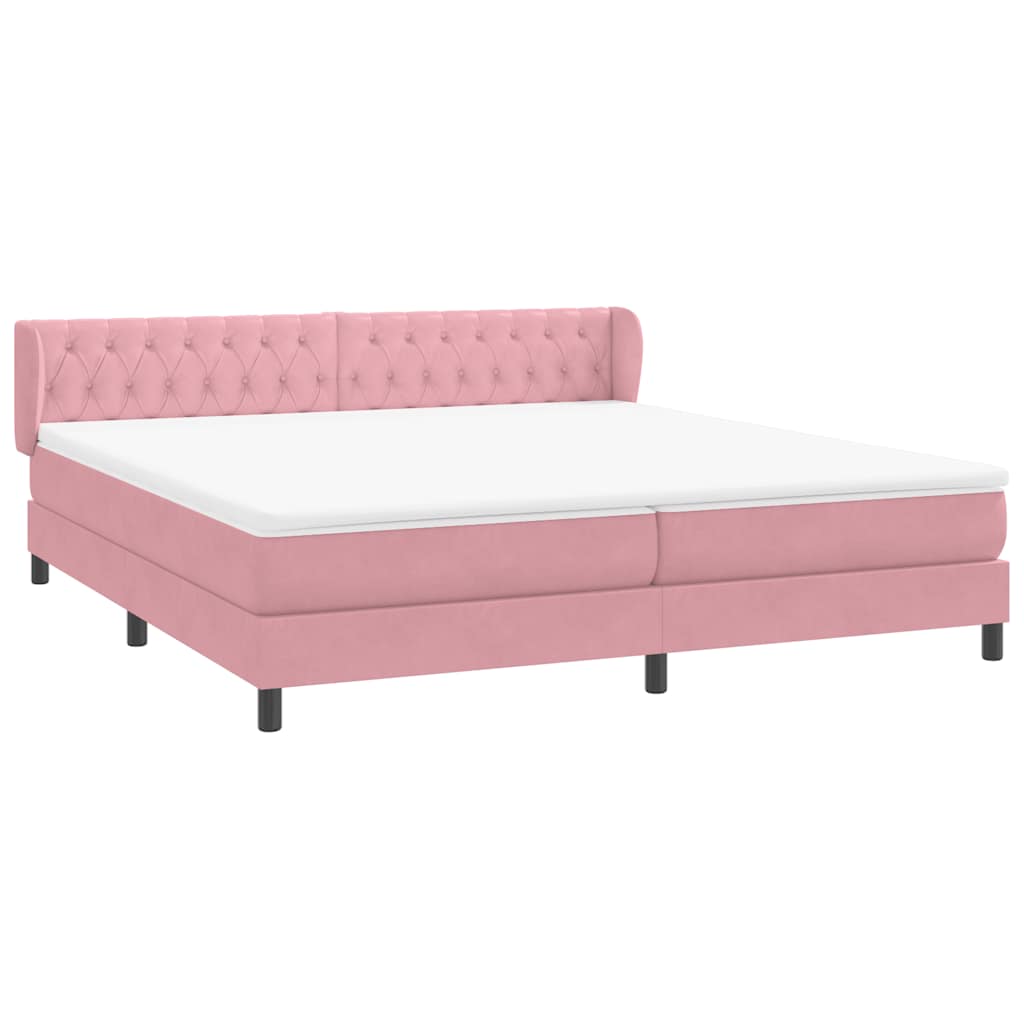 Boxspring met matrassen fluweel roze 180x210 cm is nu te koop bij PeponiXL, paradijselijk wonen!