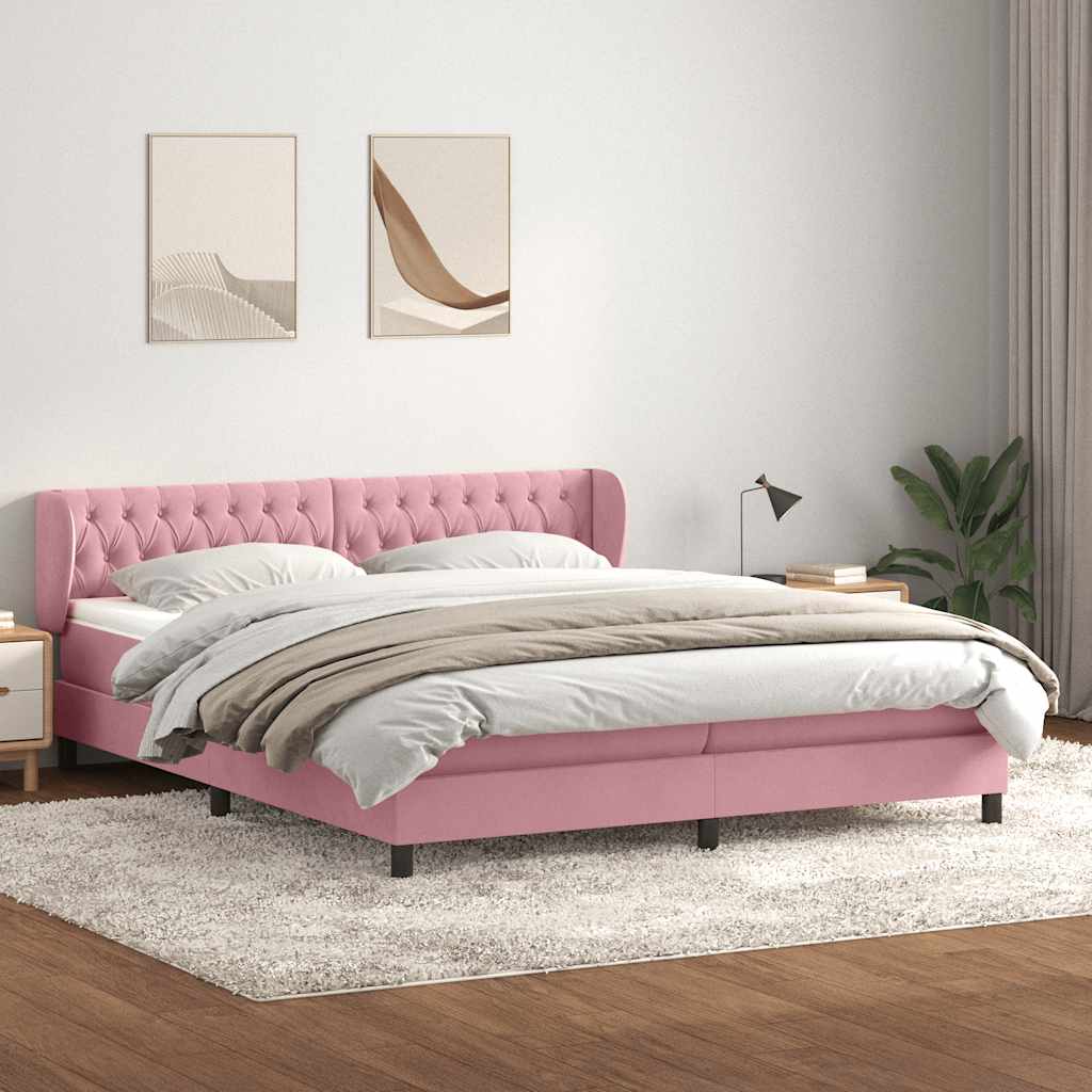 Boxspring met matrassen fluweel roze 180x210 cm is nu te koop bij PeponiXL, paradijselijk wonen!