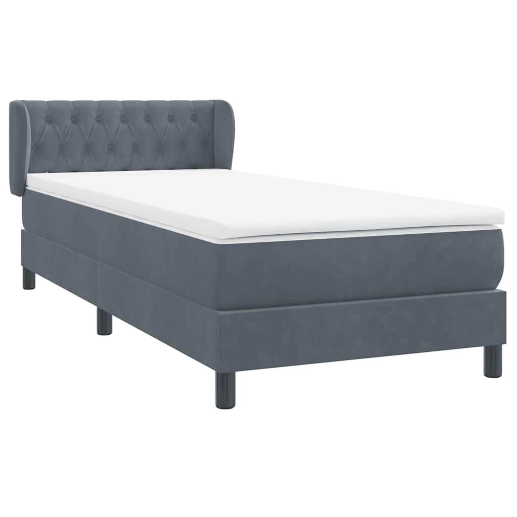 Boxspring met matras fluweel donkergrijs 80x220 cm is nu te koop bij PeponiXL, paradijselijk wonen!