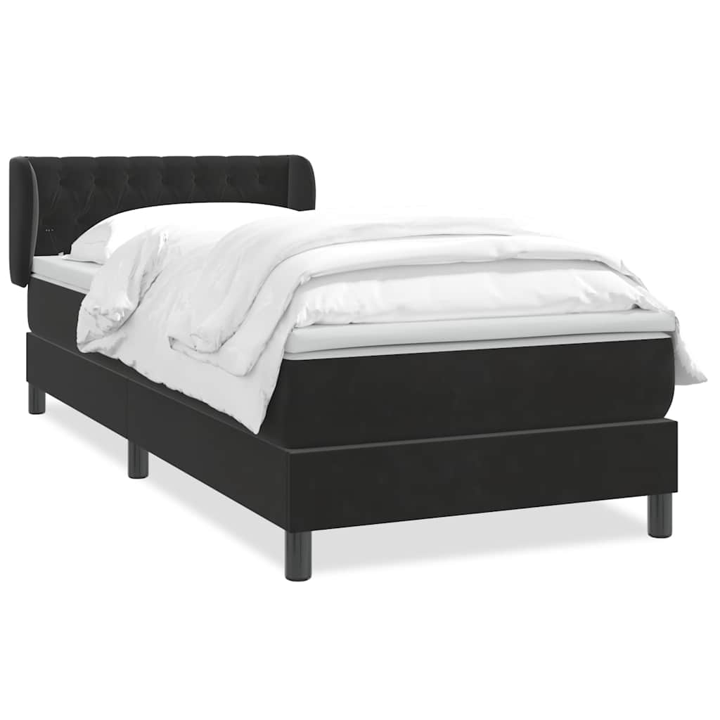 Boxspring met matras fluweel zwart 80x220 cm is nu te koop bij PeponiXL, paradijselijk wonen!