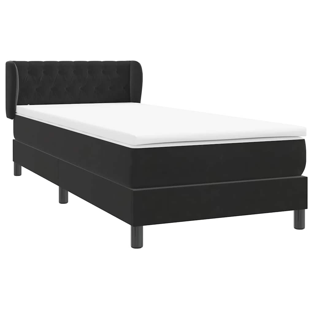 Boxspring met matras fluweel zwart 80x220 cm is nu te koop bij PeponiXL, paradijselijk wonen!