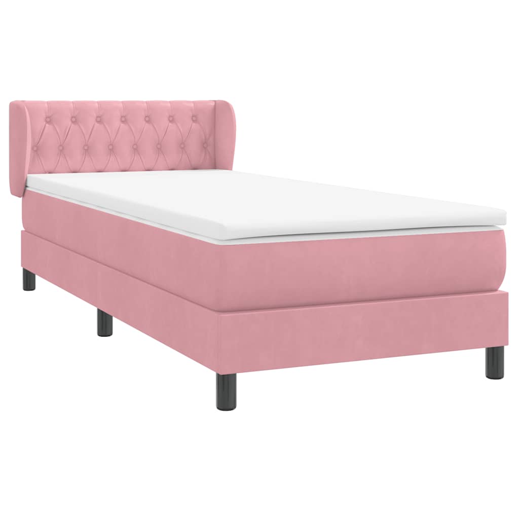 Boxspring met matras fluweel roze 90x220 cm is nu te koop bij PeponiXL, paradijselijk wonen!