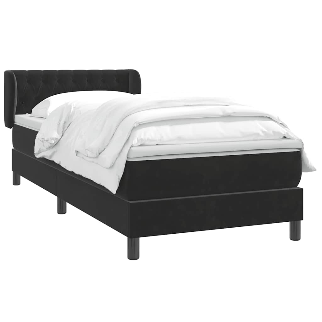 Boxspring met matras fluweel zwart 100x220 cm