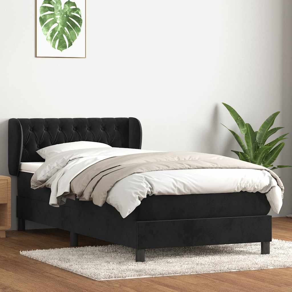 Boxspring met matras fluweel zwart 100x220 cm