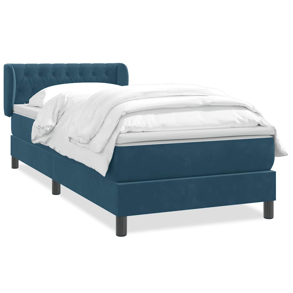 Boxspring met matras fluweel donkerblauw 100x220 cm