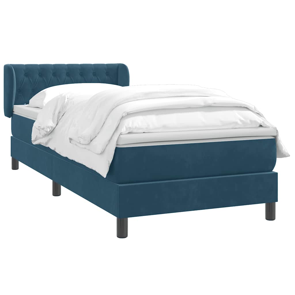 Boxspring met matras fluweel donkerblauw 100x220 cm