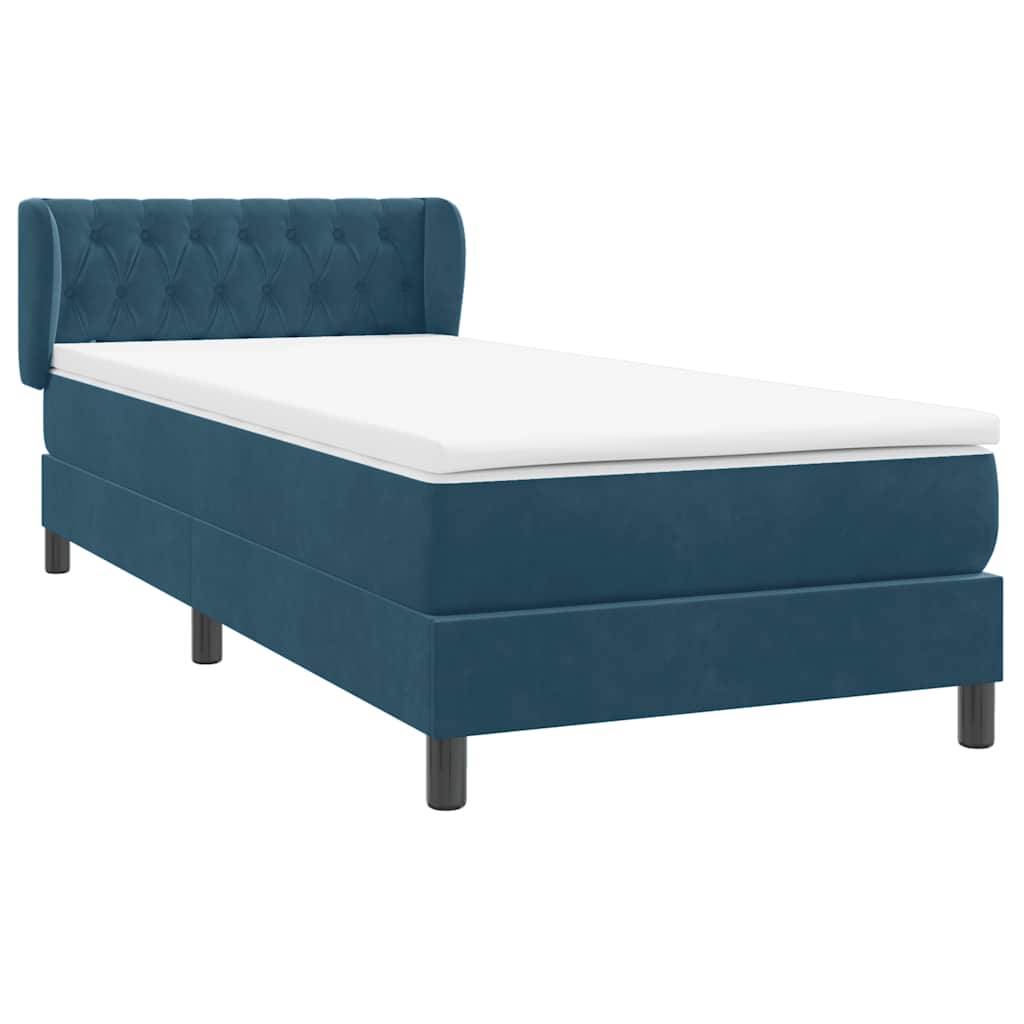 Boxspring met matras fluweel donkerblauw 100x220 cm