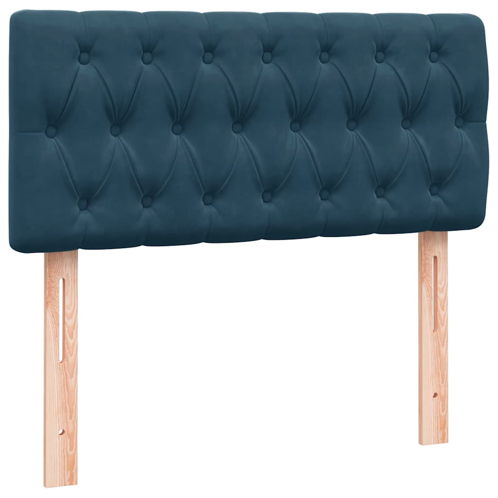 Boxspring met matras fluweel donkerblauw 100x220 cm