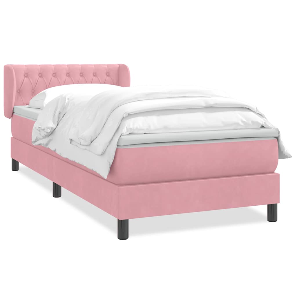 Boxspring met matras fluweel roze 100x220 cm