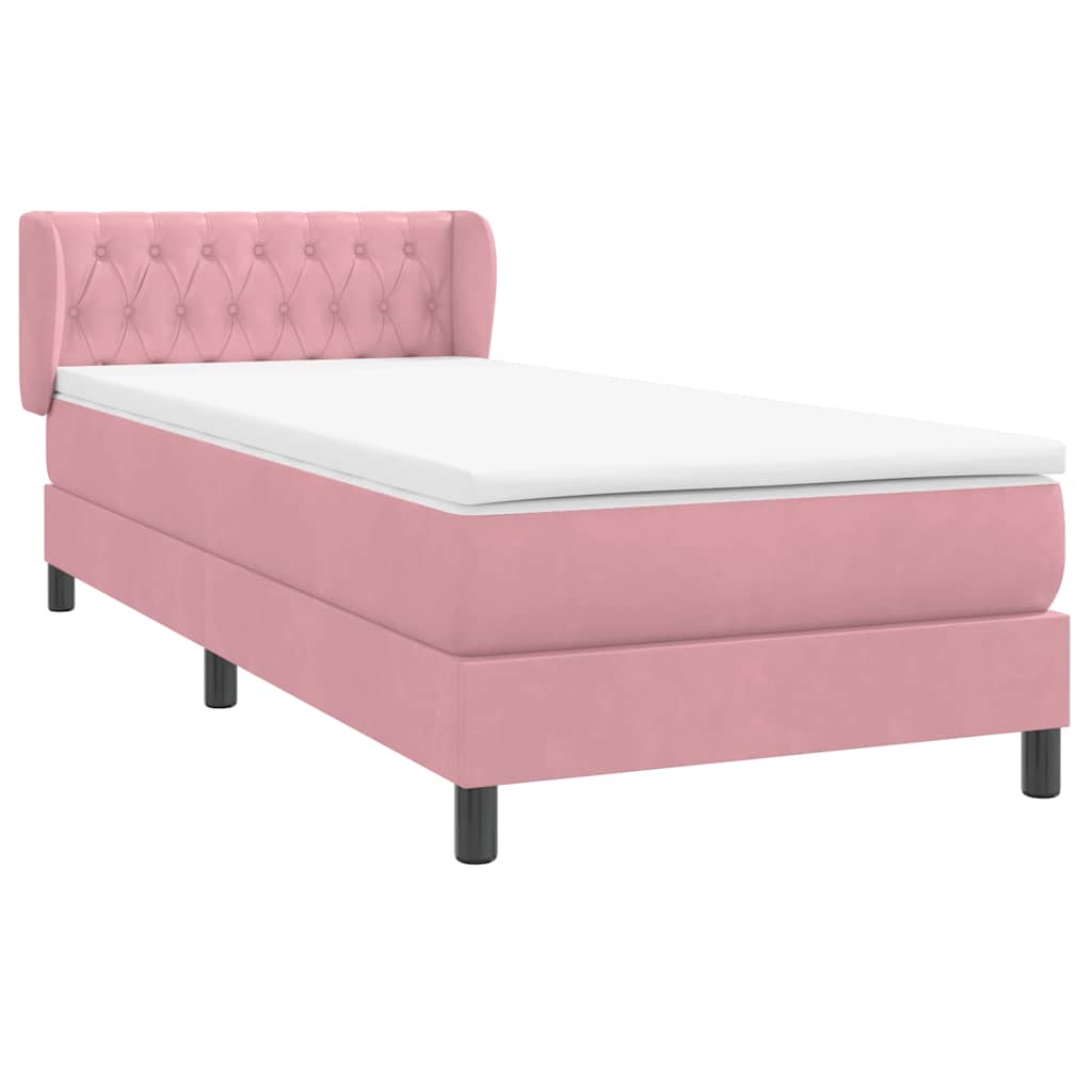 Boxspring met matras fluweel roze 100x220 cm