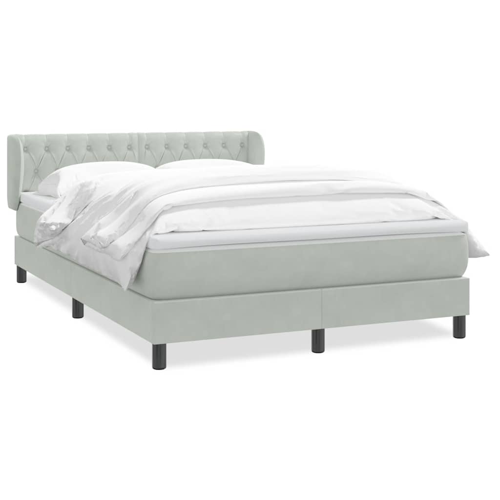 Boxspring met matras fluweel lichtgrijs 140x220 cm