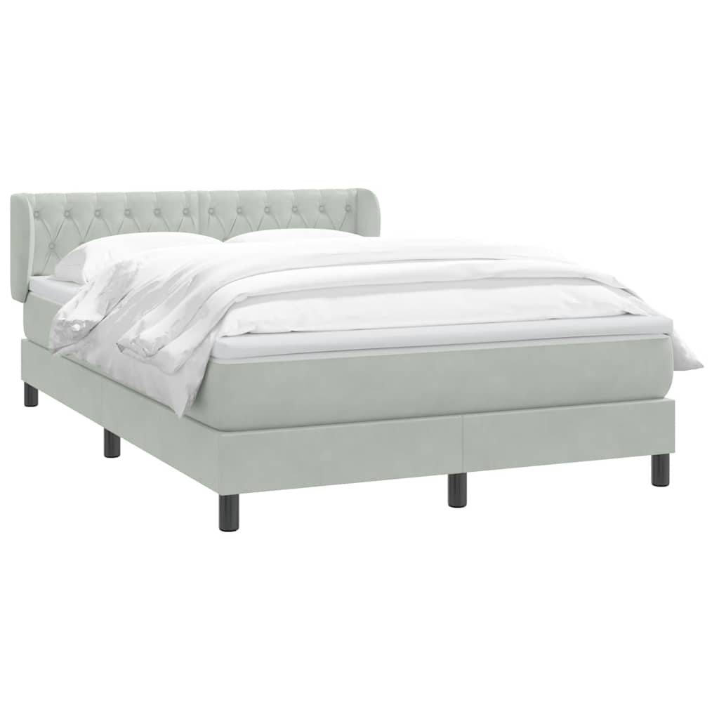 Boxspring met matras fluweel lichtgrijs 140x220 cm