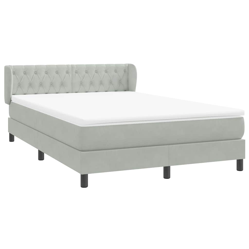 Boxspring met matras fluweel lichtgrijs 140x220 cm