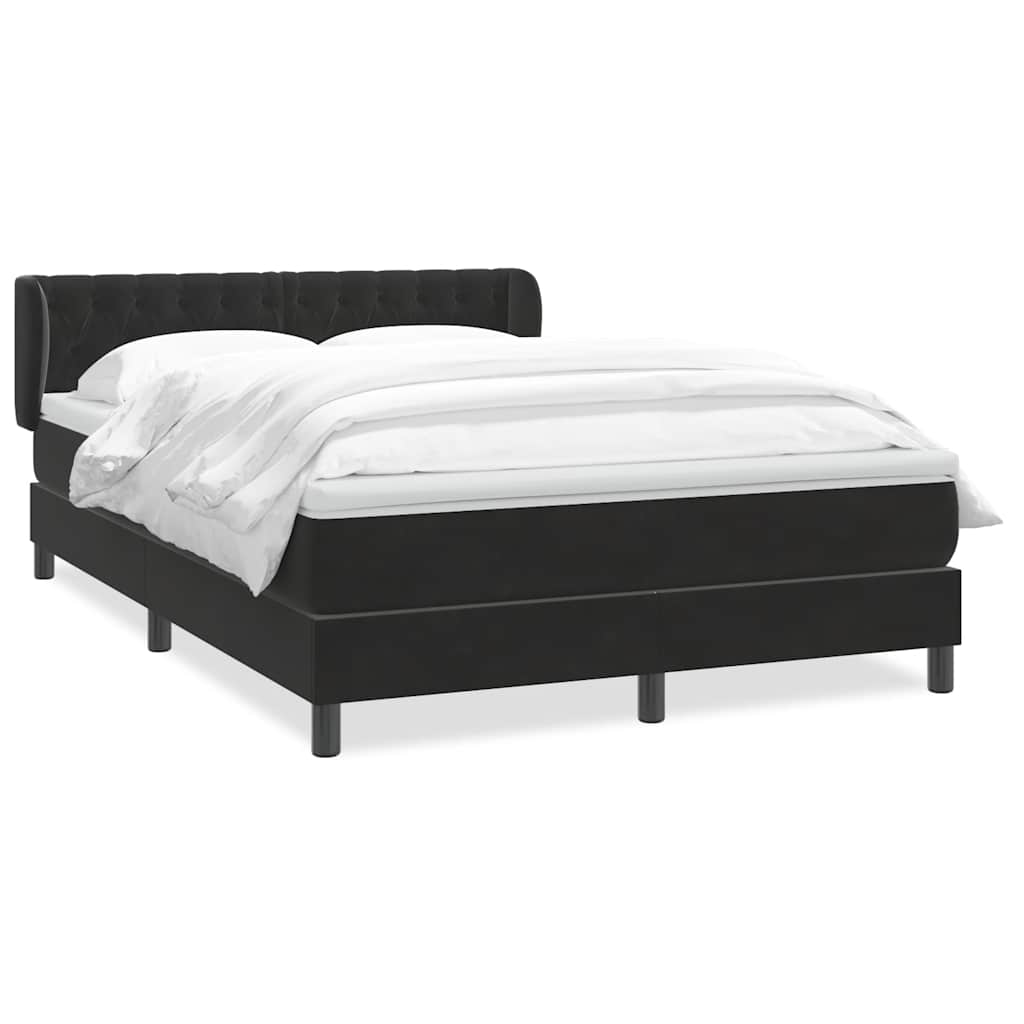 Boxspring met matras fluweel zwart 140x220 cm
