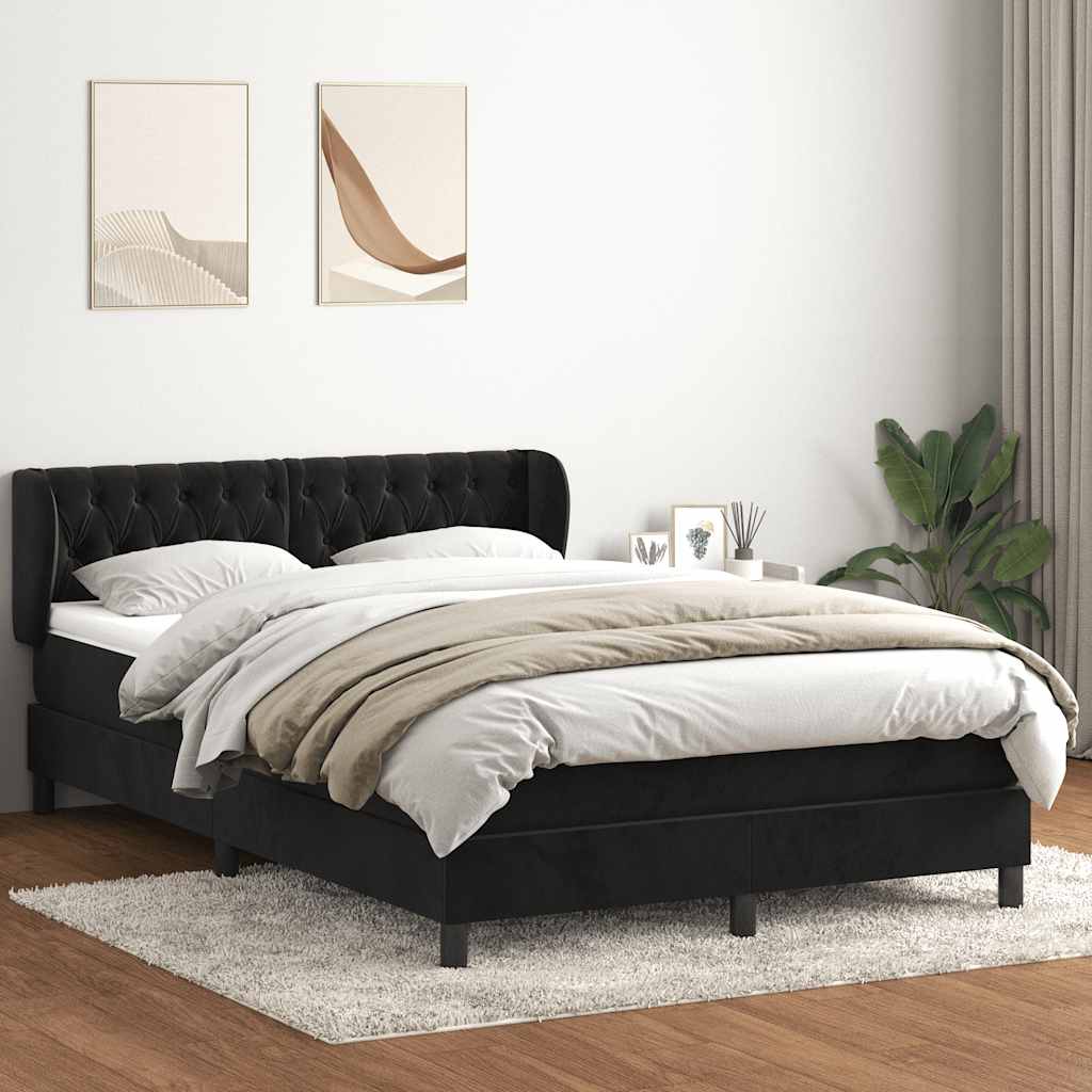 Boxspring met matras fluweel zwart 140x220 cm