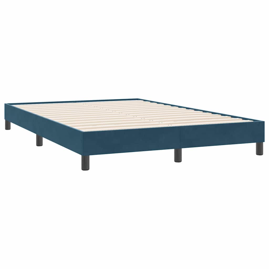 Boxspring met matras fluweel donkerblauw 140x220 cm