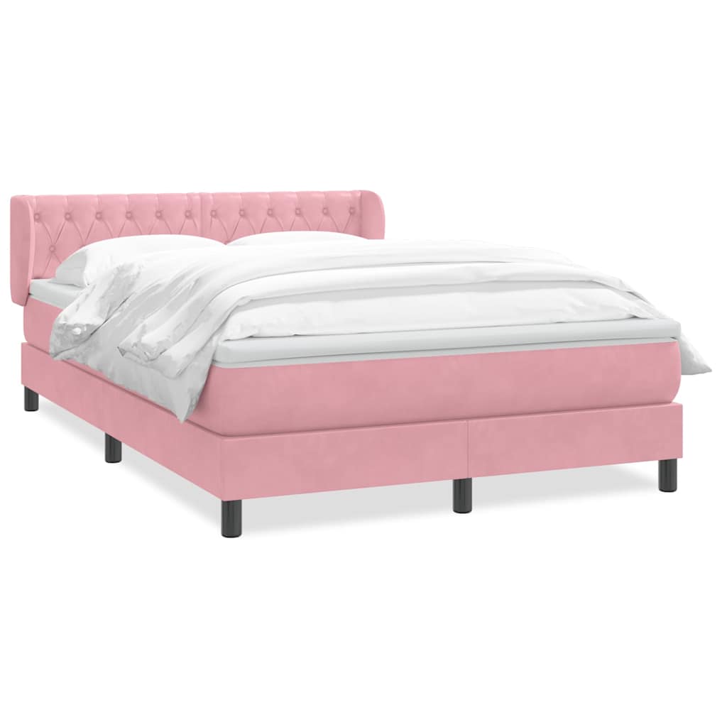 Boxspring met matras fluweel roze 140x220 cm is nu te koop bij PeponiXL, paradijselijk wonen!