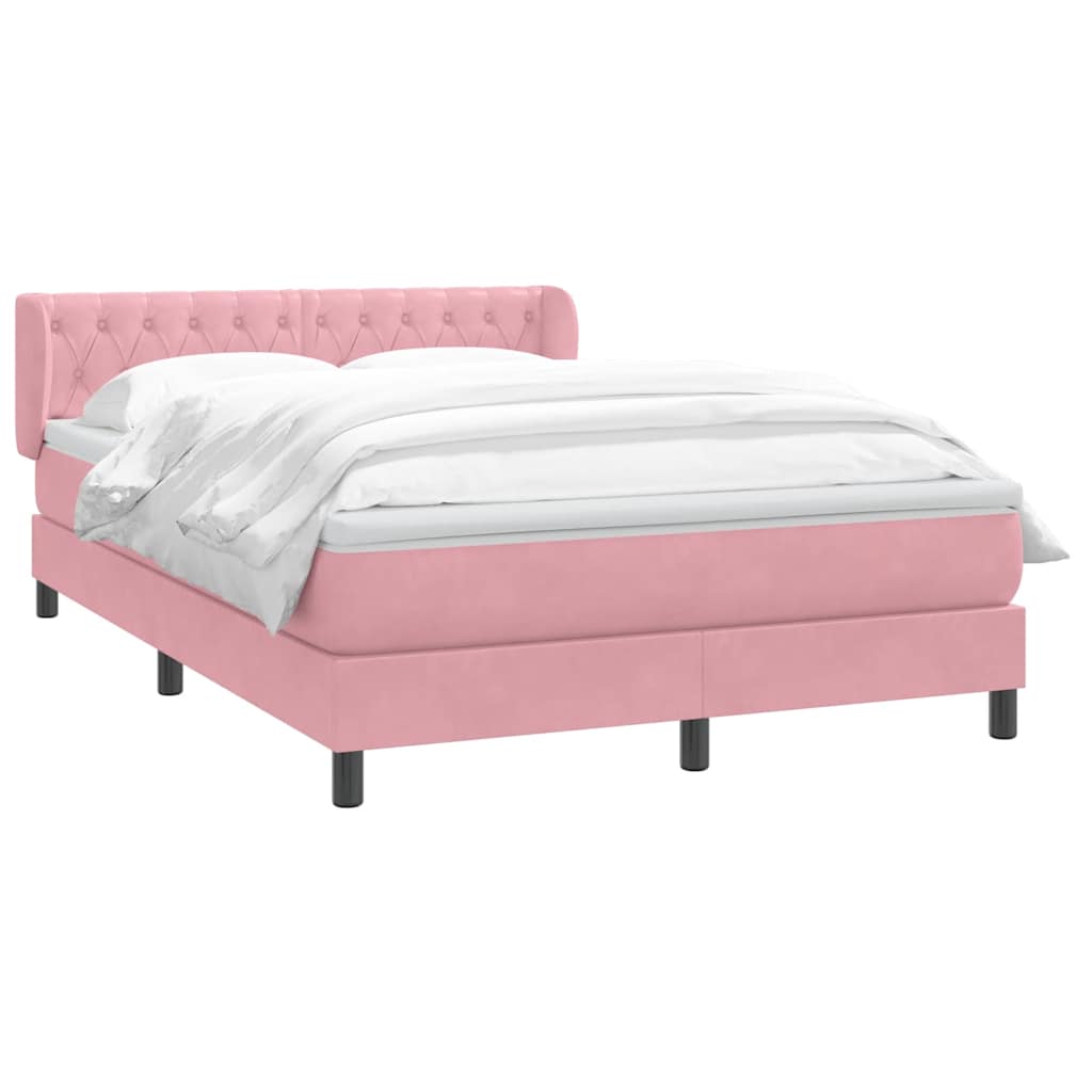 Boxspring met matras fluweel roze 140x220 cm is nu te koop bij PeponiXL, paradijselijk wonen!