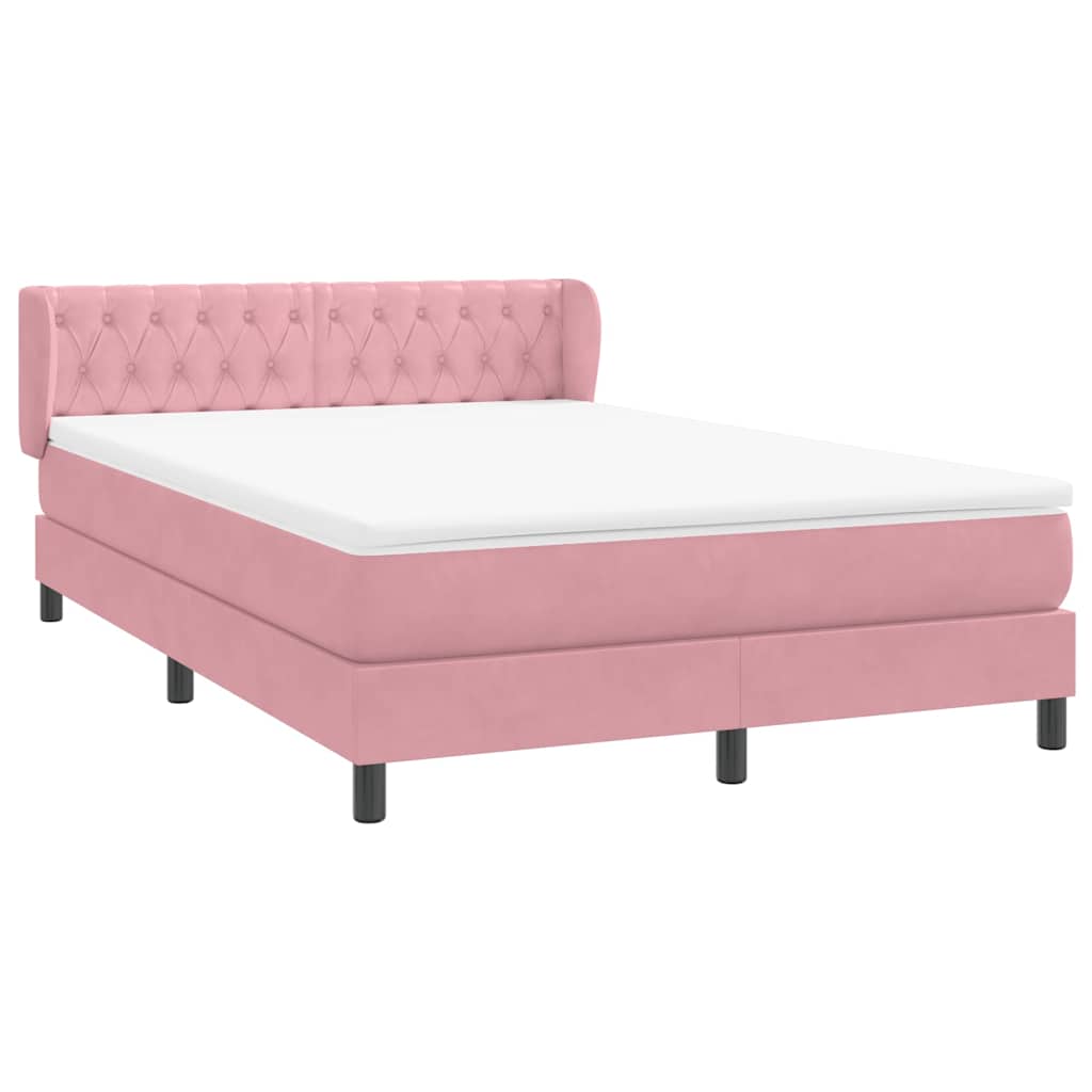 Boxspring met matras fluweel roze 140x220 cm is nu te koop bij PeponiXL, paradijselijk wonen!